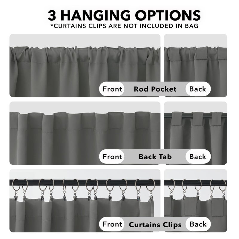 Deconovo Blackout Curtain Panels Window Draperies Rod Pocket/Back Tab Curtains Thermal Insulated Blackout Curtains for Bedroom 52Wx84L Inch Light Grey 2 Panels - Image 2